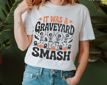 Retro Skeleton Halloween Comfort Colors® Tshirt, Trendy Fall Tee,Spooky Season,Graveyard Smash Shirt,Dancing Skeleton Shirt,Halloween TShirt