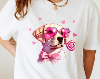 Comfort Colors® Dog Valentine Sweatshirt, Coquette Bow, Heart Sunglasses, Dog Mom Gift, Dog Valentine Shirt,,New Dog Mama Gift, Dog Person