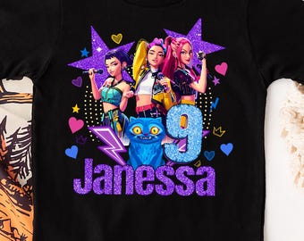 Camiseta personalizada de cumpleaños de Huntrix, mi cumpleaños, camisetas personalizadas de cumpleaños de cazador de demonios Kpop, regalo de Huntrix