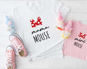 Mama and Mini Mouse Shirt, Mama mouse matching Shirt,Personalized Matching Family Mouse Shirt,Disneyland Mom Shirt,Disney Mommy And Me Shirt