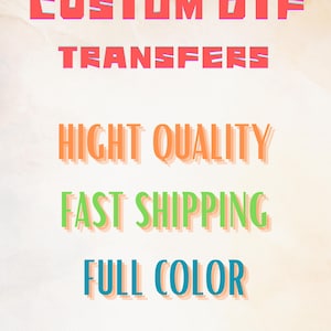 Impresión DTF al por mayor, impresión DTF personalizada a todo color, transferencia DTF, transferencias listas para prensar de alta calidad, transferencia térmica personalizada, impresión directa sobre película. imagen 1