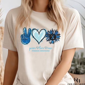 Sunflower Diabetes Awareness Tee,Peace Love Cure Diabetes Shirt,Diabetic Life Tee,Diabetes Support Gift,Diabetes Survivor Motivational Tee