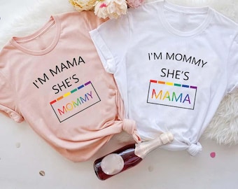 LGBTQ Two Lesbian Moms Family Matching Shirt, Custom Lesbian Couple Outfit,LGBT Gay Lesbian Pride Tee,LGBT Gifts for Lesbian Mom,Lesbian Tee