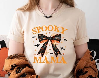Spooky Mama Tshirt, Halloween Mama Shirt, Mom Halloween Shirt, Halloween Gift for Mom, Spooky Season Mama Shirt, Halloween Party T-shirt