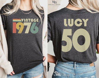 PERSONALISED 50th Birthday Shirt,2026 Vintage Shirt,1976 With Custom Back Print,Retro Fiftieth Gift, Birthday Shirts,İdeas BY30 customisable