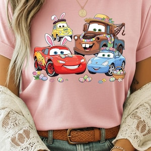 Disney Cars Easter Shirt, Lightning McQueen Mater Bunny Tee, Pixar Spring Egg Hunt Graphic Tee, Comfort Colors Disney Easter Shirt bild 6