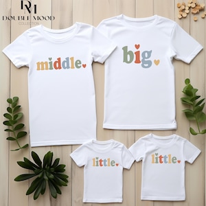 Big Middle Little Sibling Shirts,Matching Sibling Announcement Shirt,Baby Announcement Tshirt,Big Middle Little Baby Tee,Brother Sister Gift