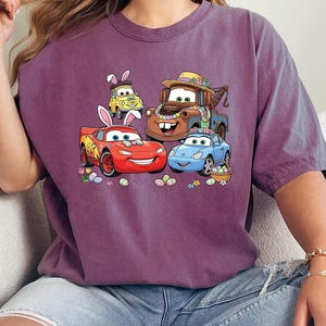 Disney Cars Easter Shirt, Lightning McQueen Mater Bunny Tee, Pixar Spring Egg Hunt Graphic Tee, Comfort Colors Disney Easter Shirt bild 5