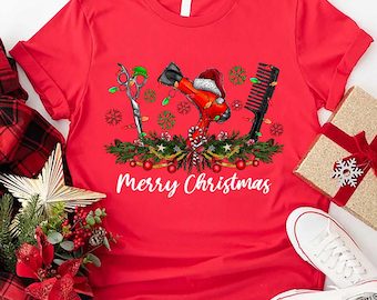 Christmas Hairdresser Shirt, Hair Stylist Christmas Tshirt, Christmas Gift for Hairstylist, Hairdresser Christmas Gift, Barber Christmas Tee