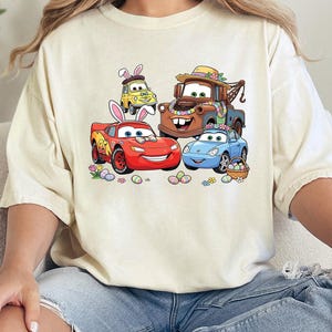 Disney Cars Easter Shirt, Lightning McQueen Mater Bunny Tee, Pixar Spring Egg Hunt Graphic Tee, Comfort Colors Disney Easter Shirt bild 8