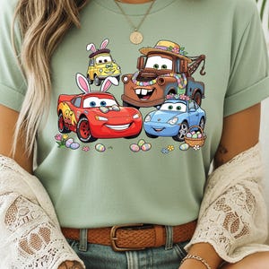 Disney Cars Easter Shirt, Lightning McQueen Mater Bunny Tee, Pixar Spring Egg Hunt Graphic Tee, Comfort Colors Disney Easter Shirt bild 7