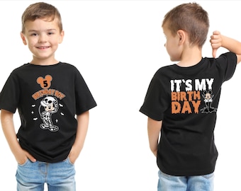 Halloween Mickey Birthday Shirt, Disney Kids Halloween Birthday Party,Mickey Birthday Tee,Skeleton Boy Disney Tee, Custom Disney Party Shirt