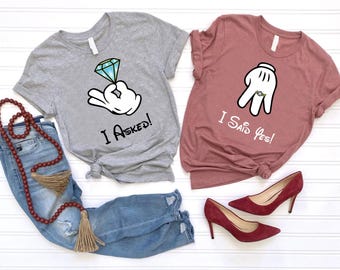 Engagement Shirt,I Asked and I Said Yes Shirt,Engagement Proposal Tee,Engagement Reveal, Fiance Shirt,Honeymoon Tee,Valentines Day ShirtGift