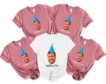 Camiseta de cumpleaños con cara personalizada, camiseta con foto personalizada, camisetas con texto personalizado, camiseta de cumpleañero, camiseta de fiesta de cumpleaños, camiseta con diseño personalizado