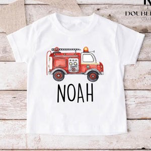 Custom Boys Firetruck Shirt, Fire Truck Tshirt, Firefighter Gifts for Kids, Personalized Fire Fighter Kids Shirt, Firetruck Graphic Tee