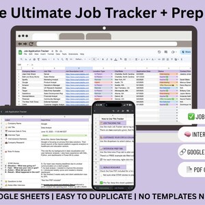Ultimate Job Tracker | Google Sheets Template + Interview Prep Tab + PDF Checklist | Job Application Tracker Bundle