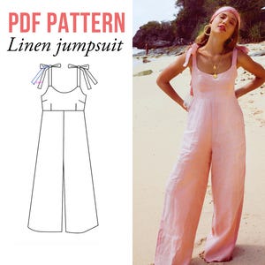 Jumpsuit Sewing Pattern | Xs-Xl | Instant Download | Easy Digital PDF |Womens Simple Linen Jumpsuit PDF Sewing Pattern | Downloadable