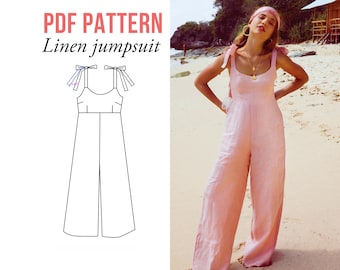 Overall Schnittmuster | XS-Xl | Sofortdownload | Easy Digital PDF | Damen Einfacher Leinen Jumpsuit PDF Schnittmuster | Herunterladbar