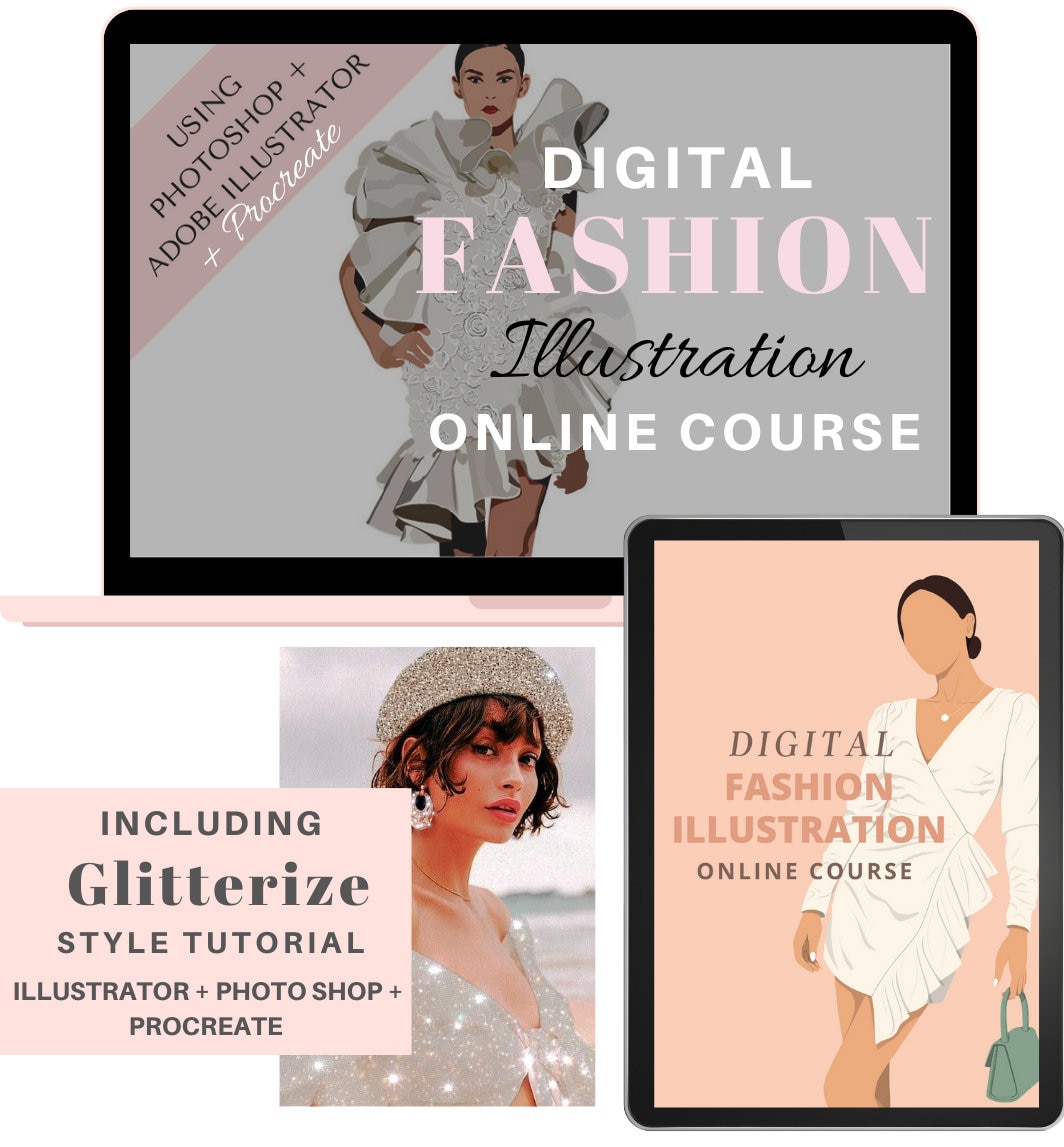 Digital Fashion Illustration Course: Adobe Illustrator, Flats Templates,  Certificate - Etsy, image size:1064x1147