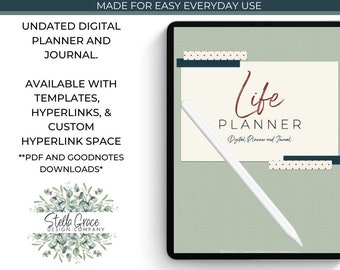 Undated Life Planner landscape | Digital life planner customizable planner with templates and custom hyperlinks