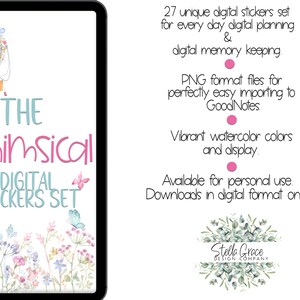 The Whimsical Digital Stickers Set | Watercolor Flower Digital Planning Stickers for Goodnotes