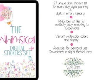 The Whimsical Digital Stickers Set | Watercolor Flower Digital Planning Stickers for Goodnotes
