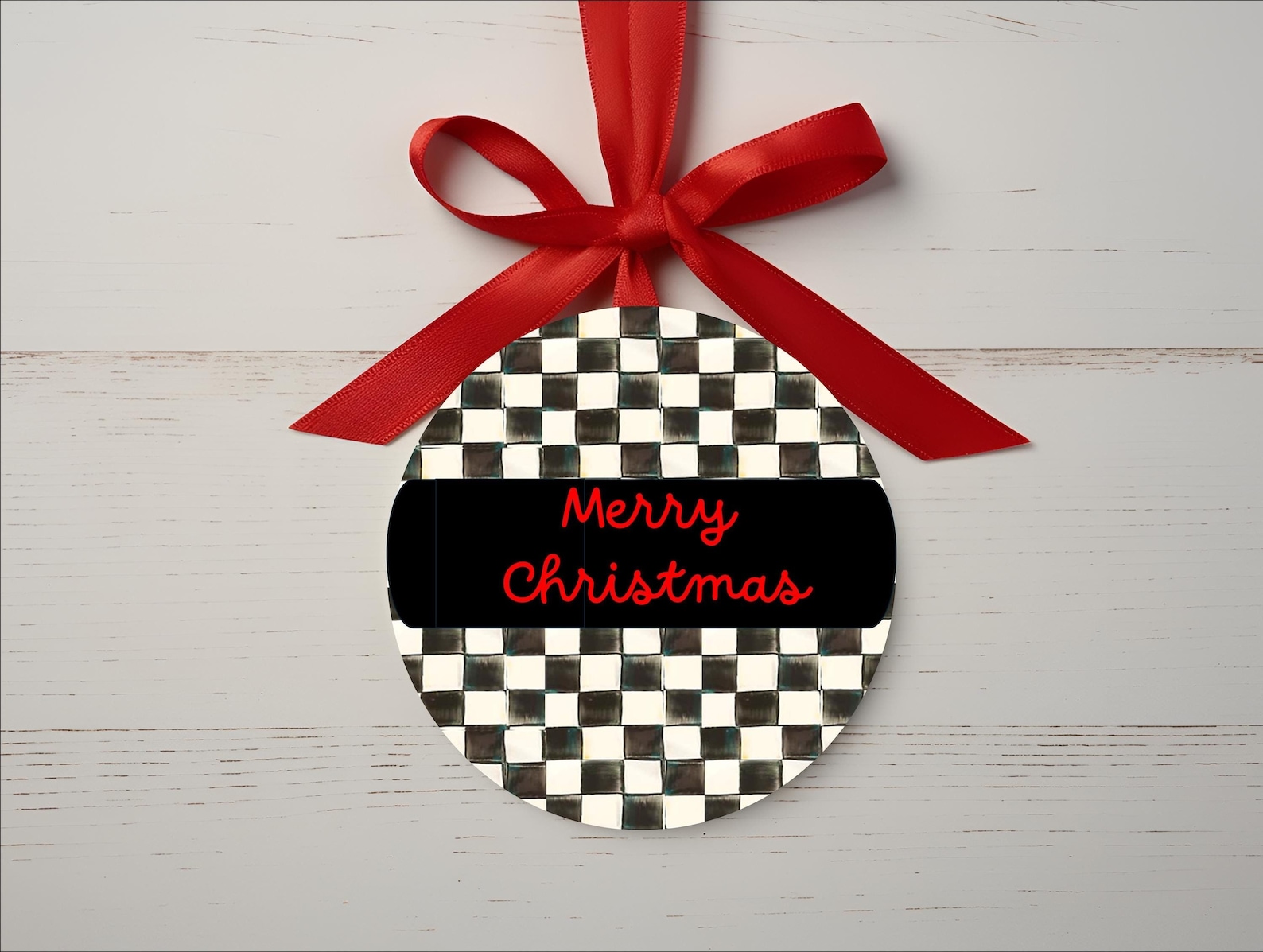 Black and White Checkered Christmas Ornament Etsy