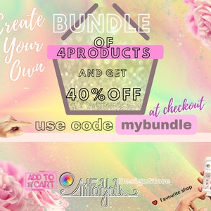 Puede incluir: Un gr&aacute;fico rosa y dorado con forma de casa y el texto "Crea tu propio paquete de 4 productos y obt&eacute;n un 40% de descuento en la caja usa el c&oacute;digo mybundle".