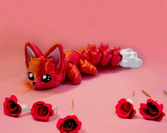 Brinquedo antiestresse Raposa Flexível Impresso em 3D - Modelo Articulado para Mesa