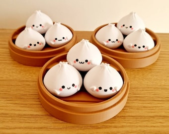 Figuras de dim sum kawaii impresas en 3D: una linda decoración de escritorio