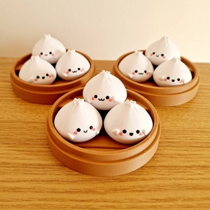 Figurines dim sum kawaii dans un joli panier - Décoration d&#39;intérieur