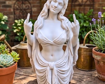 Griechische Göttin Mittelfinger Statue | Lustige Venus Büste | Eklektisches Maximalist Dekor | Freches Schreibtisch-Accessoire | Humorvolles Kunst Geschenk