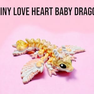 Tiny Love Heart Baby Winged Dragon | Coloured Eyes