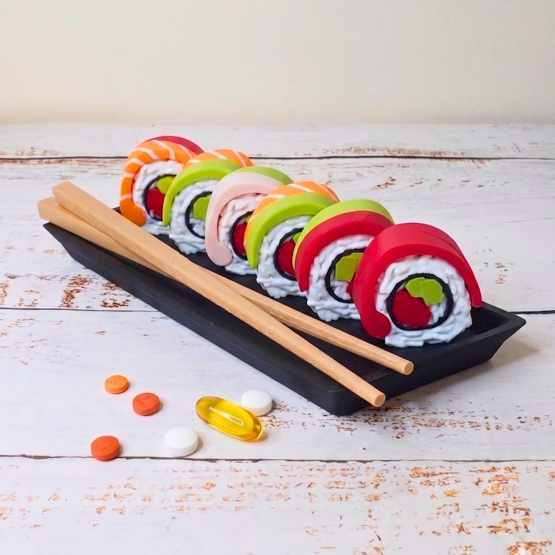 7-daagse sushi-pillendoos | Wekelijkse medicatie-opberger | Leuke Japanse voedselpillenhouder | Dagelijkse vitaminekoffer | Uniek medisch accessoire afbeelding 4