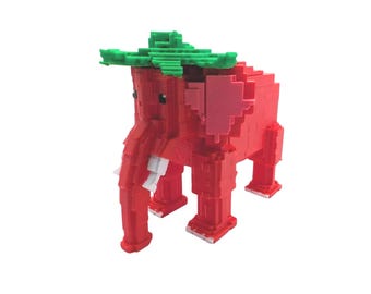 Large Strawberry Elephant Figurine (4" Inches) – Cute 3D Printed Model
