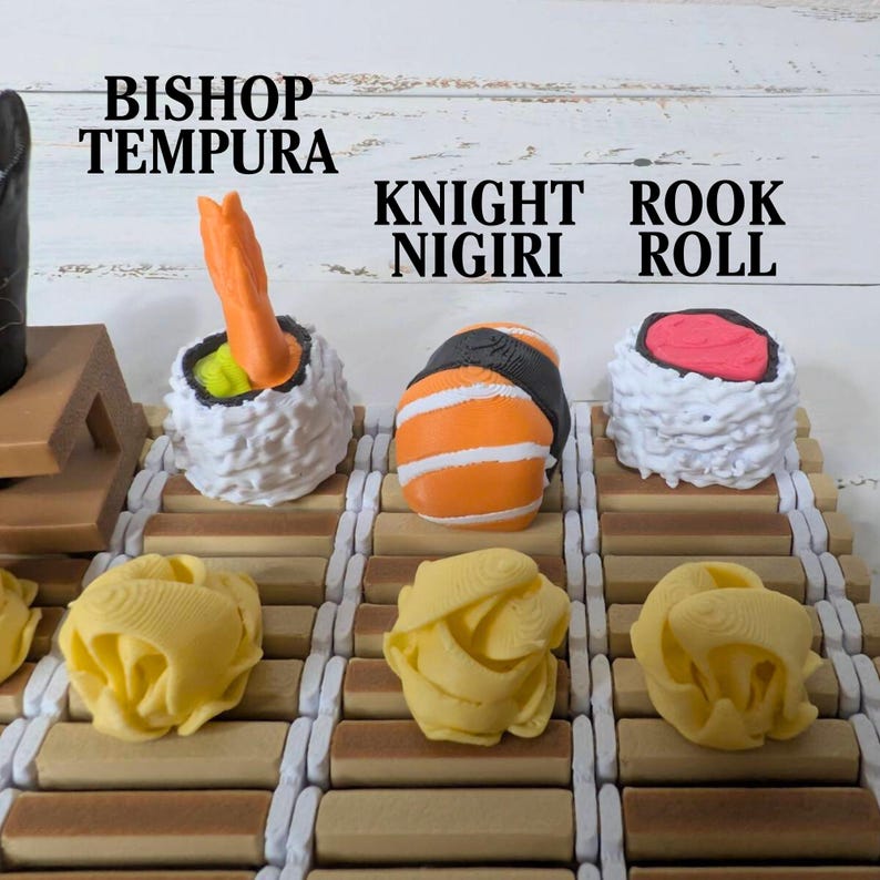 Sushi Chess Set | Japanese Food Chess Board | Unique Strategy Game Gift image 3