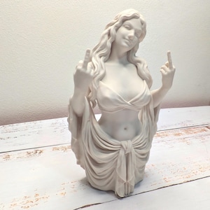 Greek Goddess Middle Finger Statue | Funny Venus Bust | Eclectic Maximalist Decor | Sassy Desk Accessory | Humorous Art Gift image 10