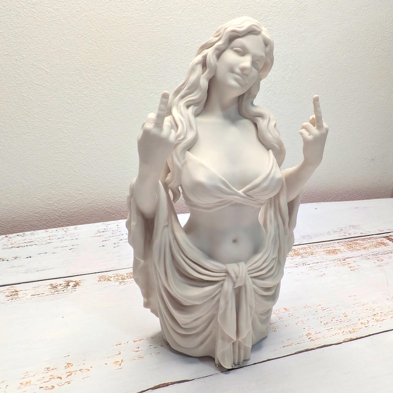 Greek Goddess Middle Finger Statue | Funny Venus Bust | Eclectic Maximalist Decor | Sassy Desk Accessory | Humorous Art Gift image 10