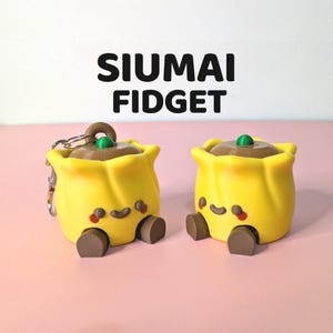 Kawaii Siumai Fidget-nyckelring | Dim Sum stresslindring | Söt matpresent | Skrivbordstillbehör för kinesiska dumplings | Bedårande väskberlock