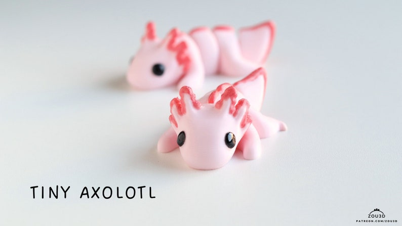 Baby Axolotl Fidget Model / Keyring image 2