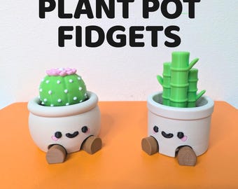 Kawaii Plant Pot Fidget Toy | 3D Printed Desk Pet | Cute Cactus & Bamboo Sensory Toy | ADHD Desk Accessory | Office Decor Gift