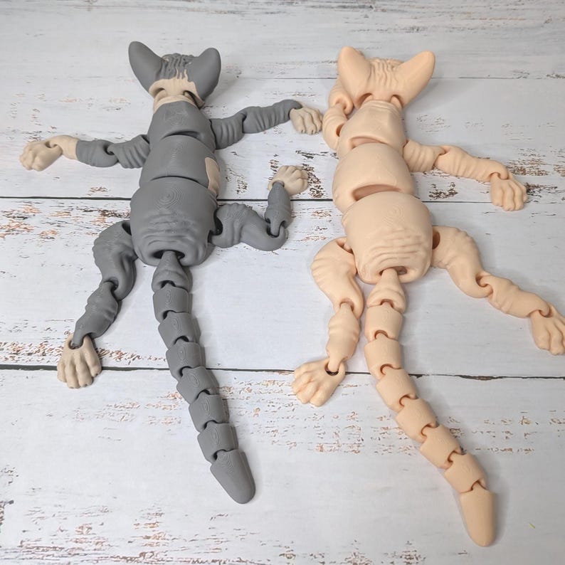 Articulated Sphynx Cat Fidget Toy - Flexible Hairless Cat Figurine - Pet Doll - Realistic Desk Pet Decor - Unique Gift for Cat Lovers image 10