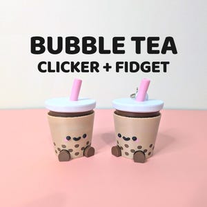 Cute Bubble Tea Boba Fidget/Clicker - 3D Printed Kawaii Desk Toy - Boba Keychain Stress Relief - Unique Gift for Boba Lovers