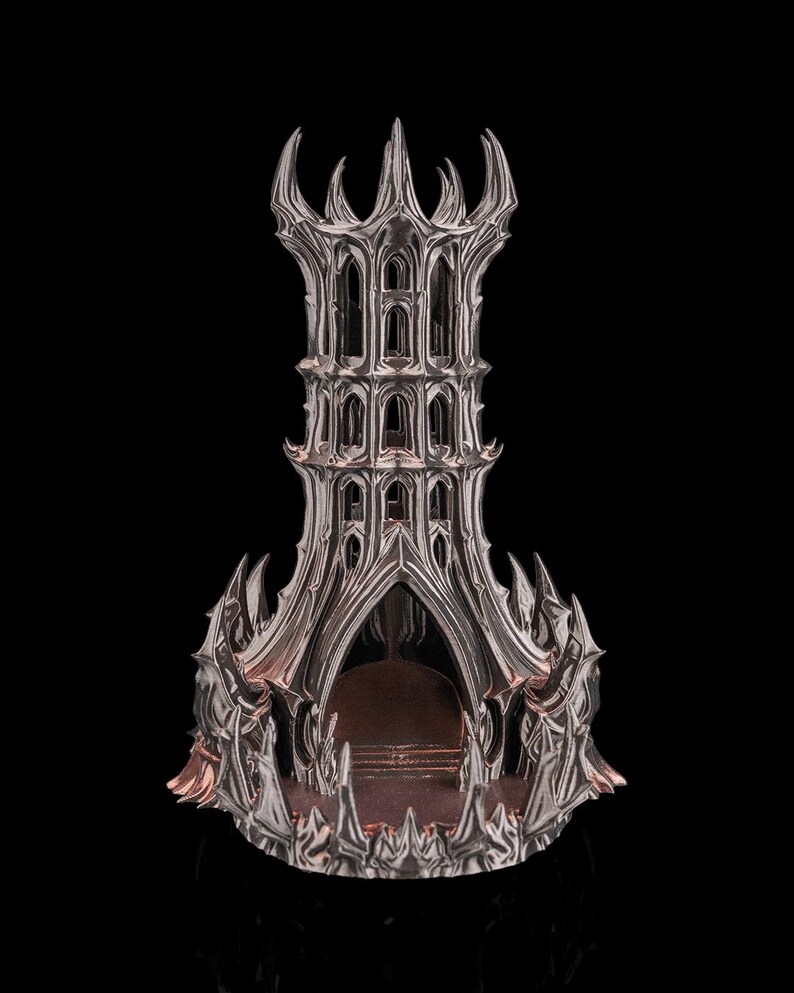 Obsidian Citadel Dice Tower | Gothic Dark Fantasy Fortress for DND and Tabletop RPGs | 3D Printed Evil Wizard Spire | TTRPG Gamer Gift image 3