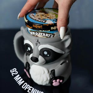 Raccoon Ice Cream Pint Holder Mug - Dessert Cozy image 4