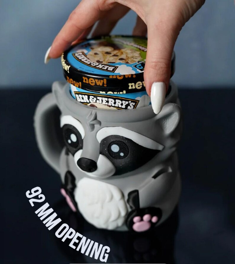 Raccoon Ice Cream Pint Holder Mug - Dessert Cozy image 4
