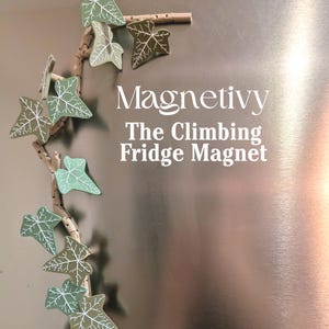 Magnetivy – Engelse klimop koelkastmagneet met scharnierende stelen, realistische plantmagneet, botanisch keukendecor afbeelding 1