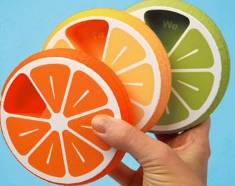 Cute Fruit Slice Pill Organizer – 3D Printed Spinning Vitamin Case