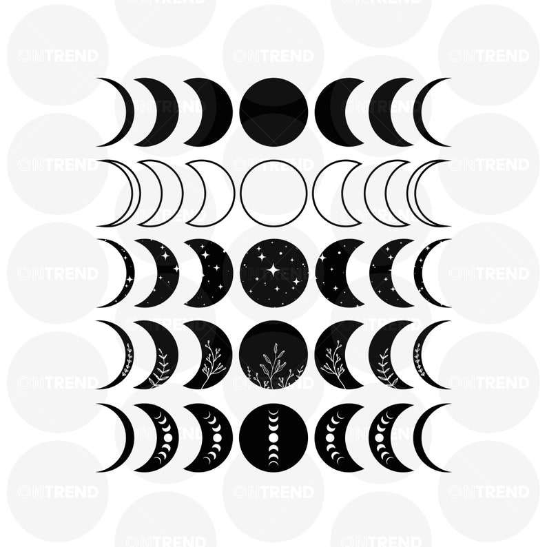 Moon Phases Svg Bundle Moon Phase Svg Celestial Svg Moon Etsy