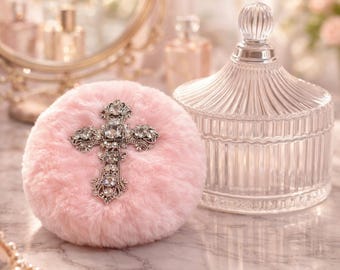 Borla para polvos con forma de cruz de diamantes de imitación / Polvos corporales perfumados